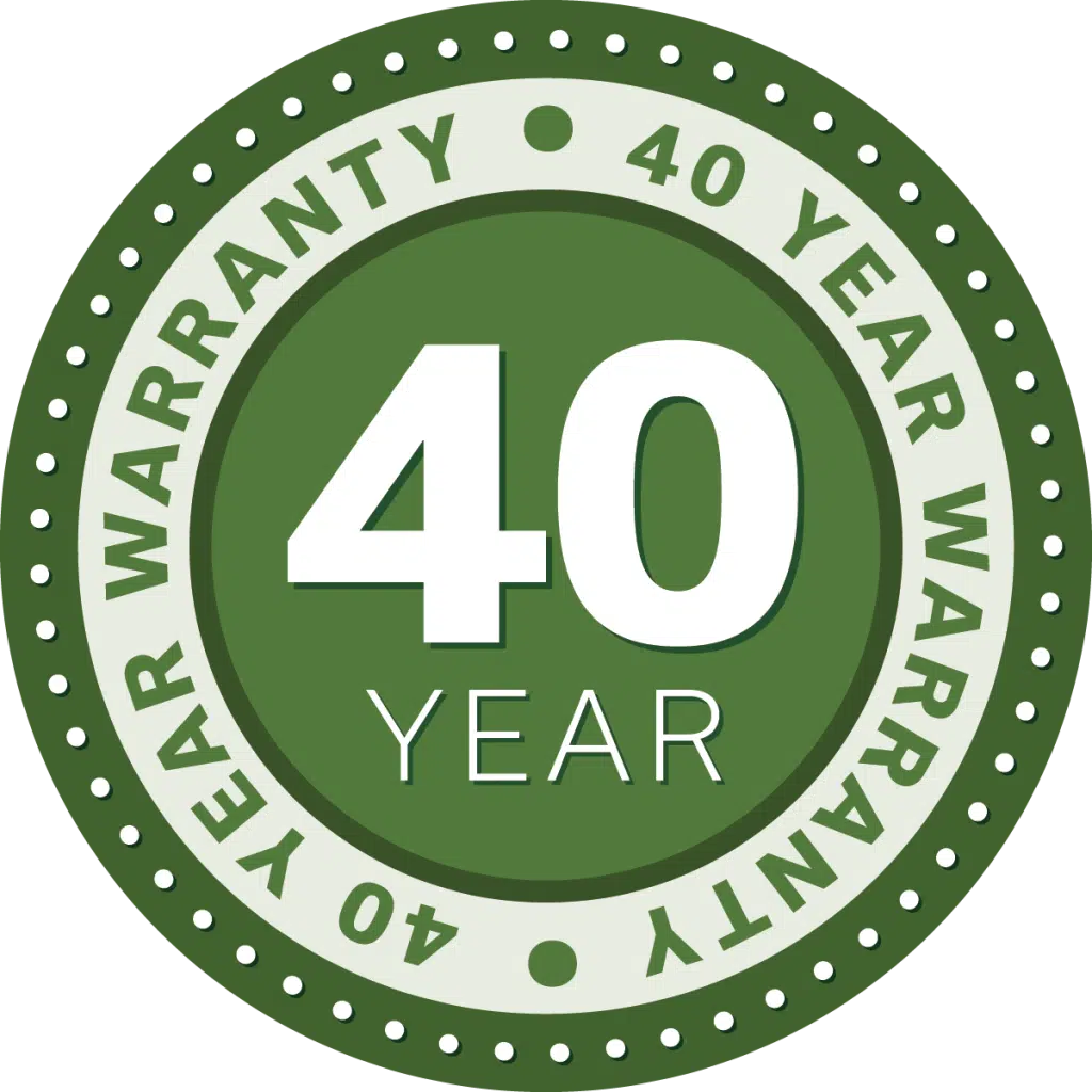 A green and white 4 0 year warranty seal.